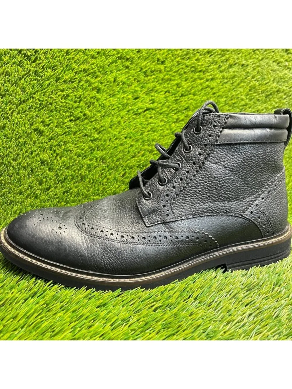 Nunn Bush Odell II Mens Size 10E Black Outdoor Leather Lace Up Wingtip Boots